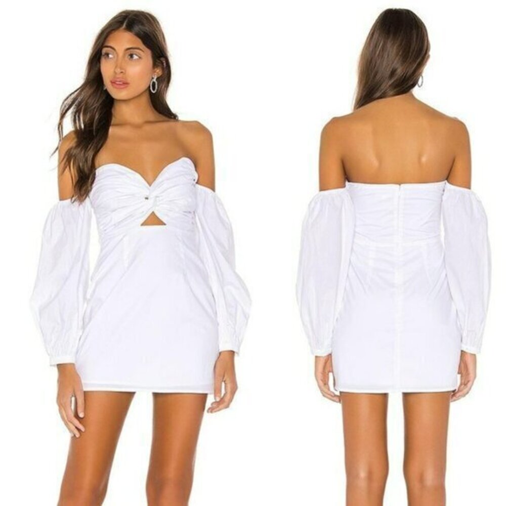 Superdown Flynn Ruched Sleeve Dress - White